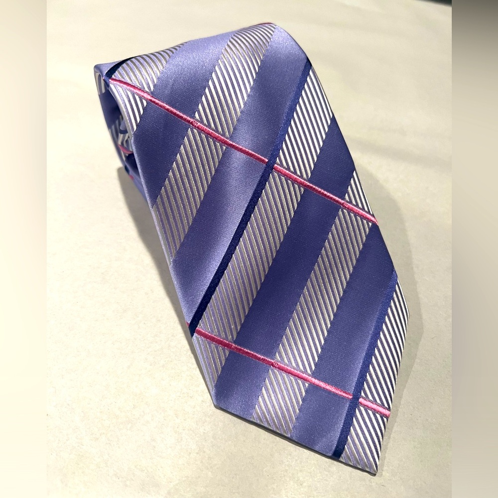 BCBG-Attitude Purple-Pink-Gray Striped Mens Tie  59”
